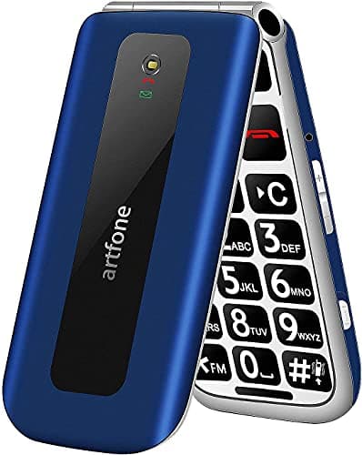 artfone china mobile Téléphone Portable Senior Débloqué, 2G GSM Clapet avec Grandes Touches, Big Volume Bouton SOS, Écran de 2,4 Pouces, Radio FM, Haut-Parleur de Boîte, Torche, Batterie 1000mAh, Bleu