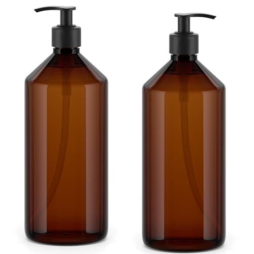Essenciales, Distributeur de Gel et shampoing pour Salle de Bain 1 L - 2 Bouteilles en Plastique Rechargeables et Rechargeables Idéal pour Le Savon, la Lotion et Le shampoing, 1L