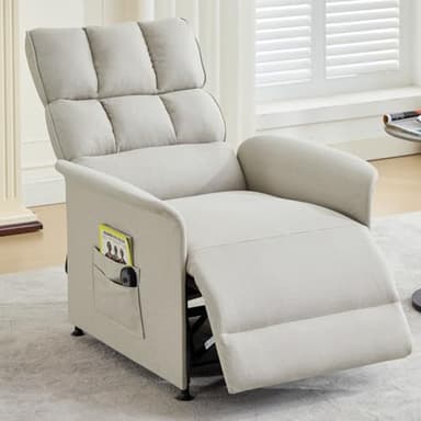 YEHTOKHOME Fauteuil électrique Moderne Fauteuil Relax avec Sac de Rangement et Télécommande, pour Salon, Chambre à Coucher, Appartement (Beige)