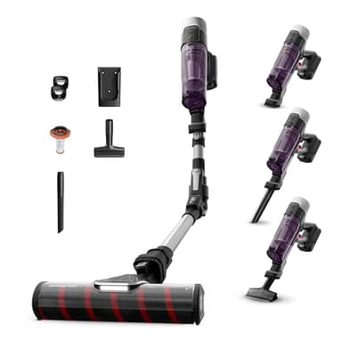 Rowenta X-Force Flex 9.60, Aspirateur balai sans fil multifonction, Performant avec 100 AW, Autonomie 45 minutes, Ultra léger, Tube Flex, RH2047WO, Violet