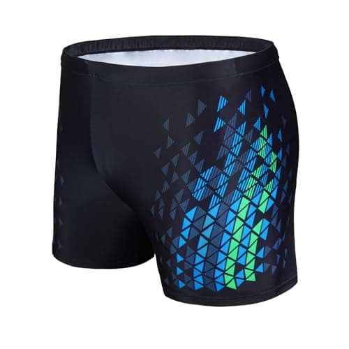 AMZSPORT Maillot de Bain Homme Short de Bain à Séchage Rapide Boxer de Plage avec Cordon de Serrage, Bleu Noir XL