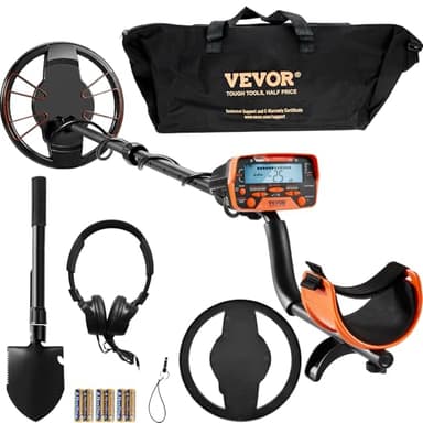 VEVOR Détecteur de Métaux pour Adultes Enfants 25,4 cm Détecteur de Métaux Professionnel Réglable Bobine Étanche IP68 Écran LCD 7 Modes Puce DSP Avancée Léger pour Recherche Pièces d'Or Chasse Trésors