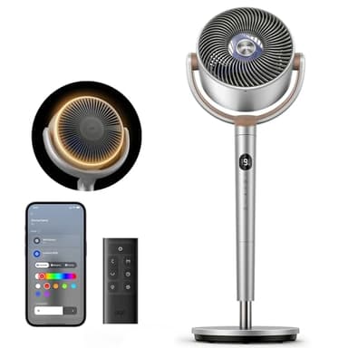 Dreo 23dB Intelligent ventilateur sur pied silencieux, 24M portée, volume d'air 1200m³/h, turbo circulateur, 102CM hauteur, 6 modes, 8 vitesses, oscillation omnidirectionnelle 120°+120°, PolyFan 502S