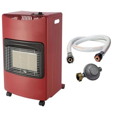 INTEC - Poele à gaz Rouge pliable 4,2KW Chauffage d'appoint Interieur Allumage Piezo Tuyau gaz + détendeur butane