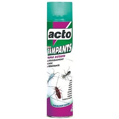 ACTO | AÉROSOL SPÉCIAL Contre tous les insectes rampants : blattes, cafards, poissons d’argent, cloportes, punaises, puces... | Laque insecticide | LAMP1