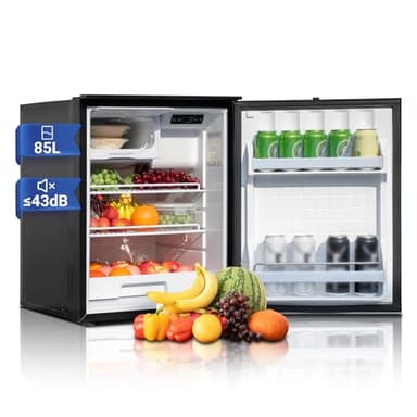 Techomey Frigo Compression 12V, 85L, Réfrigérateur Congélateur 12V/24V, Réfrigérateur de Voiture, Frigo à Compresseur, pour Voiture, Camion, Camping car, Caravane, Fourgon, Van Aménagé, Noir