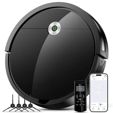 Aspirateur Robot, 2600Pa Robot Aspirateur Aspiration Puissante, Auto-Charge,140min d'Autonomie, Contrôle Intelligent avec App et Alexa, Idéal pour Les Poils d'animaux,Cheveux,Tapis et Sols Durs