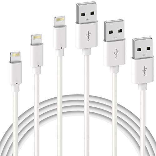 Quntis Lot de 3 Câble de Chargeur iPhone 1m 2m 3m, MFi CERTIFIÉ, Fil Lightning Charge Rapide pour iPhone 13 12 11 Pro XS Max XR X 8 7 6S Plus / 8 7 6s 6 5 SE 5C, Chargeur iPad/AirPods, Cordon Blanc