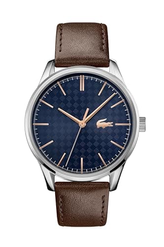 Lacoste Montre Analogique à Quartz pour Homme Collection Vienna avec Bracelet en Cuir Marron - 2011046