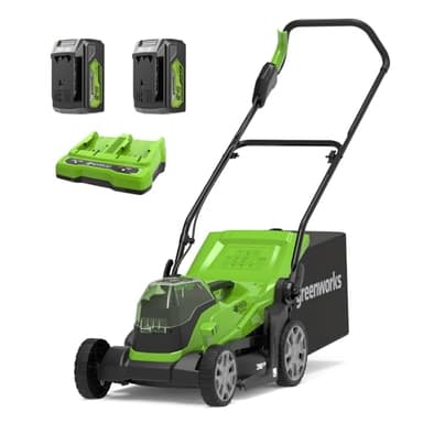 Greenworks 48V (2x24V) Tondeuse à Gazon Sans Fil pour Pelouses Jusqu'à 420m², Largeur de Coupe 36 cm, Sac de 40L, INCLUS Deux Batteries de 24V 4Ah et Chargeur Double, Garantie 3 Ans, G24X2LM36K4X