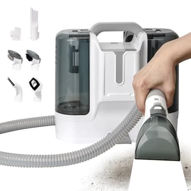 Memows Nettoyeur Canapé Tissu 450W Shampouineuse, Aspirateur Nettoyeur de Tapis, Canapé, Voiture, Nettoyeur Détacheur Portable Nettoyeur Vapeur pour Canapé, Nettoyeur Tapis et Moquettes, 6 accessoires
