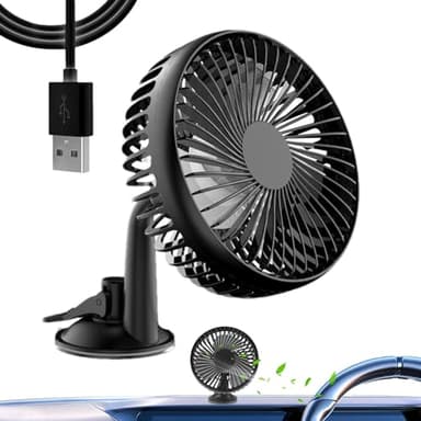 Ventilateur de voiture 12 V à brancher, ventilateur pour voiture rechargeable | Ventilateur de voiture 12 V,Ventilateur portable avec ventouse, ventilateur de véhicule à faible bruit, alimenté par USB