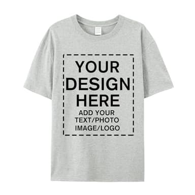 Personnalisez vos propres chemises avec texte photo et logo – T-shirt personnalisé pour hommes, femmes et enfants – T-shirt personnalisé, gris clair, Taille XL