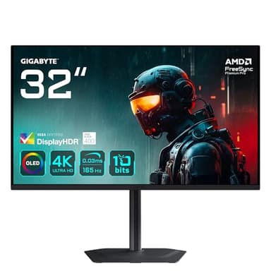 Gigabyte MO32U 31,5" Moniteur Gaming OLED 4K UHD - 3840 x 2160, 165Hz, 0.03ms, 250 CD/m², Display HDR True Black 400, HDMI 2.1, DisplayPort 1.4