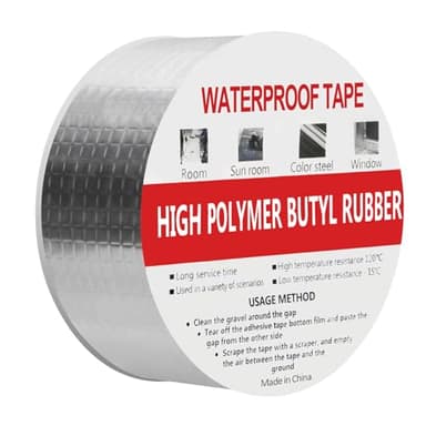 WELSTIK Ruban butyle imperméable en aluminium argenté pour réparation de toit et de fuite, pour réparation de camping-car, fenêtres, verre, silicone, EDPM et étanchéité de tuyau, 50 mm x 10 m