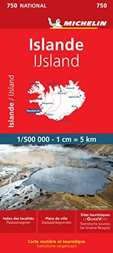 Michelin Wegenkaart 750 IJsland: Wegenkaart Schaal 1 : 500.000