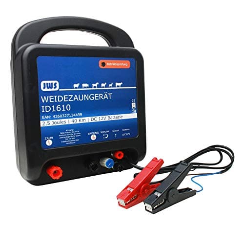JWS-Solar 1610 Appareil de clôture électrique 12 V 2,5 Joules Électrificateur, Noir