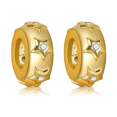 NINGAN 925 Argent Sterling éToile Charme Bouchons Charme Convient Pour Les Bracelets De Dames Diy Charm Accessoires 2 Par Paquet