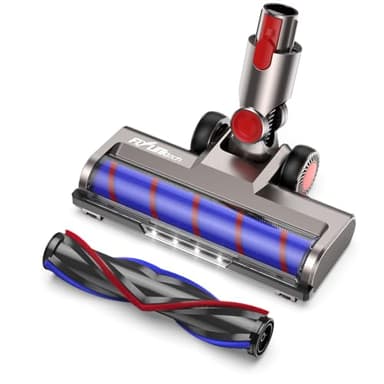 Brosse Compatible avec Aspirateur Dyson V7 V8 V10 V11 V15, FLYLINKTECH Brosse Dyson Flexible et Pivotante à 180° avec 4 Lampes Frontales LED et 2 Rouleaux de Remplacement - Garantie 1 An