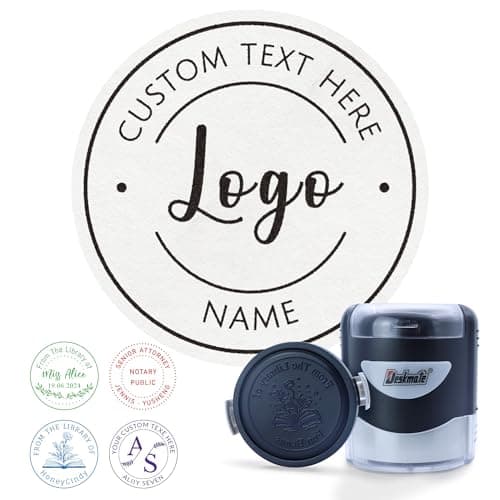 Tampon Auto-encreur Personnalisé avec Logo Texte, Tampon pour Livres, Entreprises, Enseignants, Adresse | Ex Libris | - Rond 42mm - 5 Couleurs