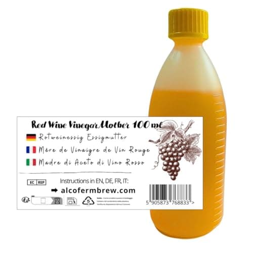 Mère de Vinaigre de Vin Rouge 100 ml - Fermentation Naturelle - Vinaigre Maison - Jusqu’à 50 L