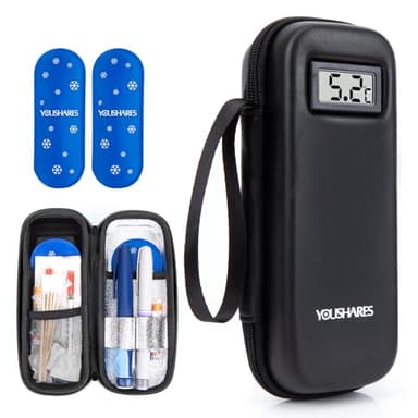 YOUSHARES Sac Isotherme pour insuline avec 2 Sacs de Glace réfrigérés TSA, Mini Refroidisseur de médicaments pour Voyage, étui Isotherme pour insuline et Autres Accessoires, Sac diabétique (Noir)