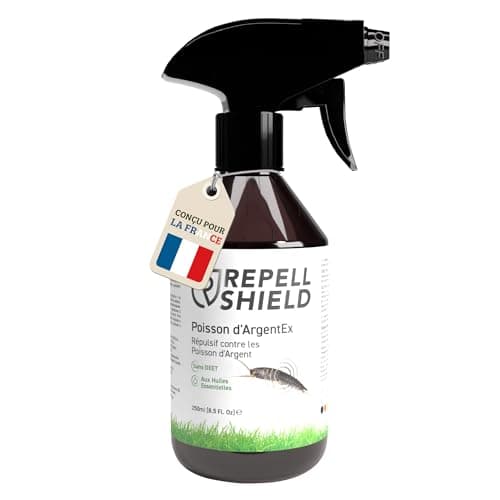RepellShield® Spray Anti Poisson d'Argent - 250ml - Non Tachant - Salle de Bain, Sous-Sol, Grenier, Pièces Humides - Intérieur & Extérieur - Géraniol Ultra-Concentré - Barrière Répulsive Longue Durée