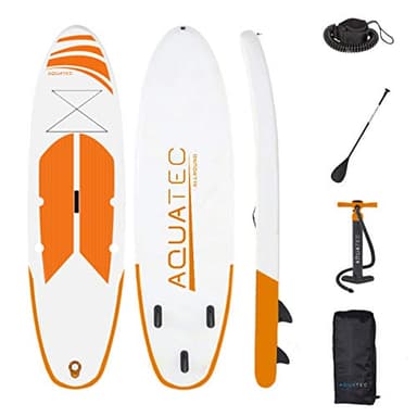 AQUATEC Planche Gonflable Stand Up Paddle | Board Sup 320cm ou 350cm avec Pagaie Réglable, Sac à Dos PVC & Pompe Double Action (3,2m, Lucia (intermédiaire)