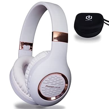 PowerLocus Casque Audio Bluetooth sans-Fil avec Microphone Intégré, Basses fréquences Stéréo Hi-FI, Confortable Cache-Oreilles pour Les Cours en Ligne, Téléphones Portables, Tablettes, PC,TV