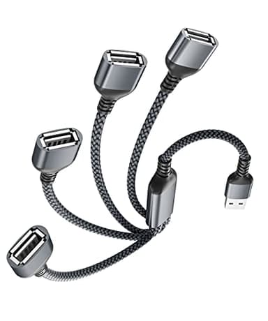 Elebase Câble USB Splitter 4 Ports 1M,4 en 1 Type A Mâle vers 4 Femelle Répartiteur Multi Cordon Multiple Porte Multiprise Extender Hub Chargeur Split pour MacBook,Xbox One,PS4,PS5,Voiture,PC,TV,LED