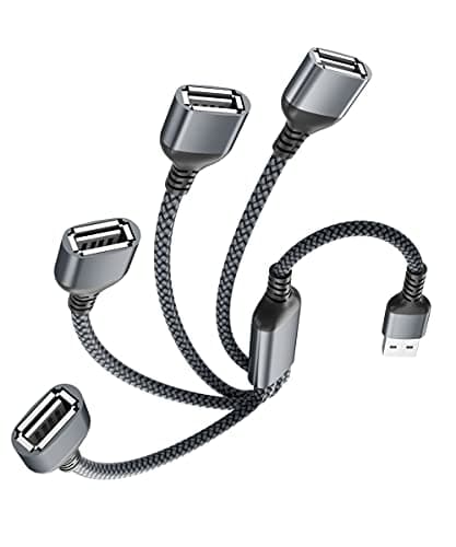 Elebase Câble USB Splitter 4 Ports 1M,4 en 1 Type A Mâle vers 4 Femelle Répartiteur Multi Cordon Multiple Porte Multiprise Extender Hub Chargeur Split pour MacBook,Xbox One,PS4,PS5,Voiture,PC,TV,LED