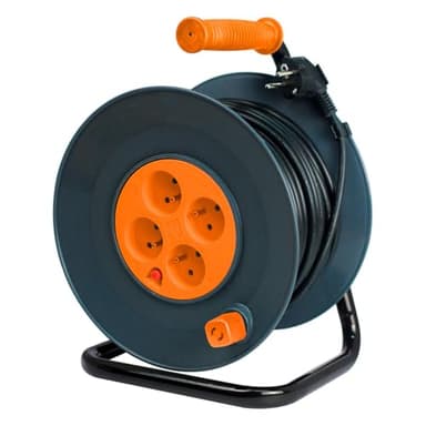 Enrouleur H05VV-F 4 prises 3G1,5mm² 40m + coupe-circuit - Orange - Zenitech