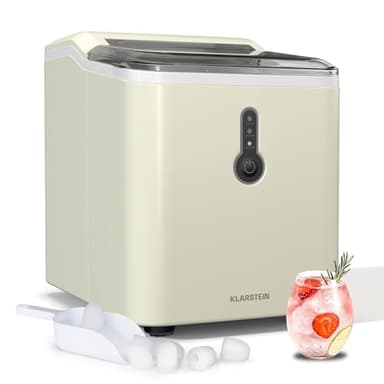 Klarstein Machine à glaçons petite - 12 kg/24 h, cycle 8 min, réservoir d'eau 1,5 L, voyants LED, portable, couvercle transparent, pelle incluse - machine à glaçons pour les fêtes
