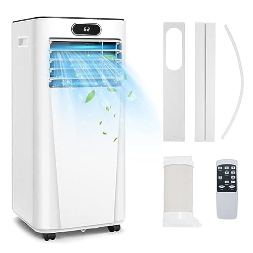 RELAX4LIFE Climatiseur Mobile Silencieux 9000BTU, Climatiseur Portable 4 en 1, Refroidisseur d'Air, Ventilateur, Déshumidificateur, Mode Nuit, 15-20㎡, Télécommande, Minuterie 24H, Classe Energie A