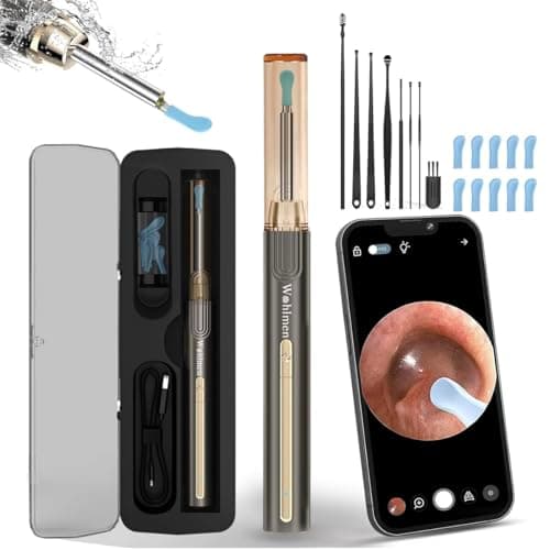 Otoscope Oreille, Wohlmen Iscope Pro Max Oreille, 1920P HD Kit Camera Oreille d'élimination du cérumen avec 6 lumières LED, adapté aux IPhone, IPad et Android