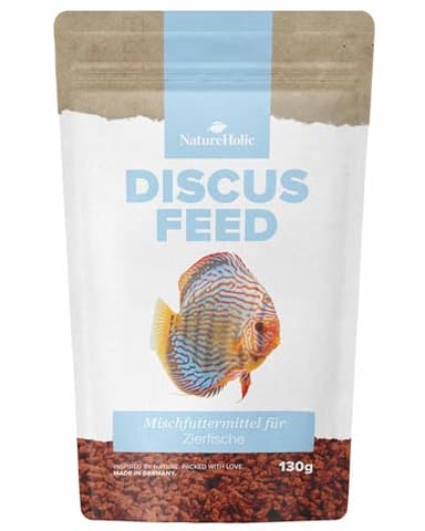 NatureHolic Discusfeed – Nourriture principale pour poissons discus – Spécial pour discus – Garanti sans cœur de boeuf – Avec acides gras oméga-3 – Pour de belles couleurs – 130 g