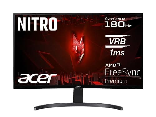 ACER Nitro ED270R S3 bmiipx, Écran PC Gaming Incurvé 27" FullHD, 180Hz (Curve 1500R, 1920x1080, 16:9, Freesync, 1ms (VRB), 250Nits, Confyview, 2xHDMI 2.0/1xDP 1.2) Moniteur PC Curve, Couleur Noir