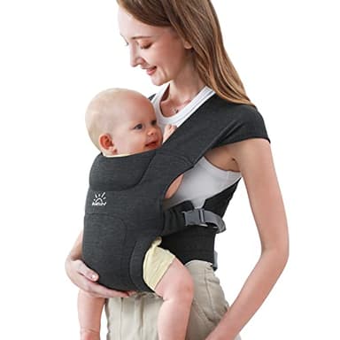 MOMTORY Porte-Bébé Naissance Confortable Extremement Doux pour Nouveau-Né, Sling Enveloppant Ergonomique Physiologique pour avec Crochet & Boucle pour un Réglage Facile, 3-12kg, Gris
