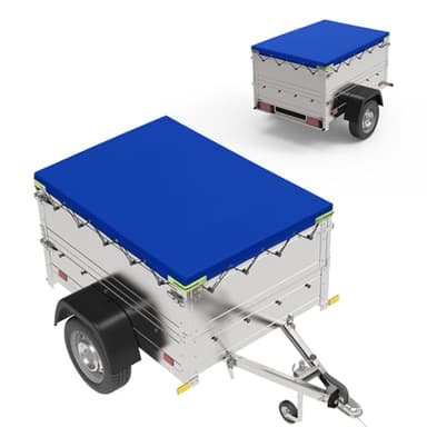 Bâche de protection plate pour remorque - 258 x 136 x 10 cm - En PVC renforcé, imperméable et indéchirable - Pour voiture Stema Böckmann - 750 kg - Bleu