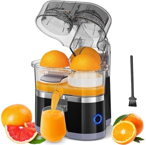 Presse agrumes Électrique, Extracteur de Fruits Multifonctionel, 100W Puissance Machine à jus d'agrumes pour orange, citron et pamplemousse, inclus brosse, Sans BPA