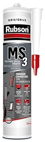 RUBSON MS3 , Mastic polymère pour couverture/zinguerie, pour étanchéité et collage en extérieur, Gris Zinc, Cartouche 280 ml