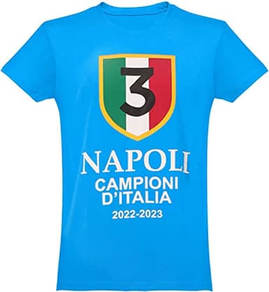 Gloria Kaos T-shirt Napoli Campioni d'Italie 2023 T-shirt Troisième Scudetto unisexe, bleu, M