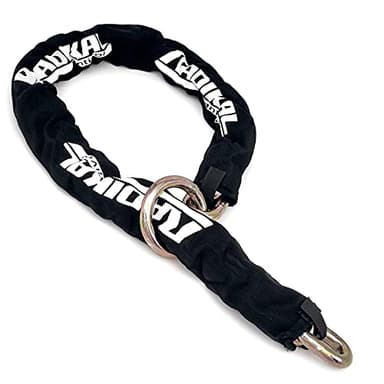 RADIKAL RK14120L Chaine Antivol Haute Sécurité, Maillons Acier Cémenté ø14mm, Anneau Boucle 120cm, Housse Textile, Cadenas Chaines Ancre Garage, Conteneurs, Portails, Moto, Scooter, Velo Electrique