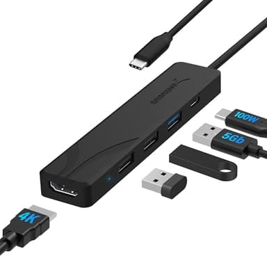 SABRENT Hub USB C 5 en 1, Ultra-Rapide 5 Gbps Adaptateur USB C vers HDMI 4K 60Hz, Dock USB C PD 100W, Stations d'accueil pour Ordinateur Portable Compatible avec MacBook, iPad et Steam Deck (HB-TC5P)