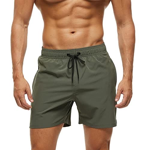 EDOTON Maillot de Bain Homme avec Poche Zippée Short de Bain Imperméable à Séchage Rapide Short de Bain avec Cordon de Serrage Réglable