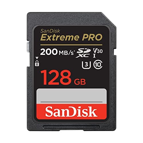SanDisk Extreme PRO 128 Go Carte SDXC, Carte SD V30, UHS-I, 4K UHD Videos, Vitesse de Transfert jusqu'à 200 Mo/s, RescuePRO Deluxe, Technologie SanDisk QuickFlow Class 10, U3