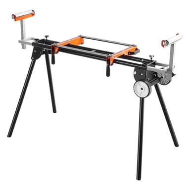 VEVOR Support pour Scie à Onglet Universel Capacité de Charge 249,5 kg, Piètement pour Scie Pliable en Acier, Hauteur et Longueur Réglables, avec Pince de Supports de Montage Monobloc, Portable