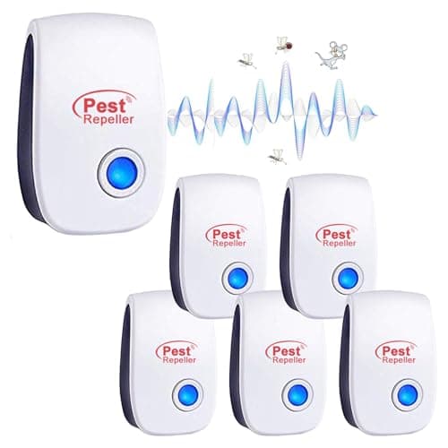 Répulsif Ultrason Anti-Rongeurs Insectes, 6 Pack Ultrason Anti Moustique Ultrason Souris et Rats, Intérieur Répulsif Électronique Insectes Anti Souris, Moustiques, Cafards, Rats, Fourmis, Araignées