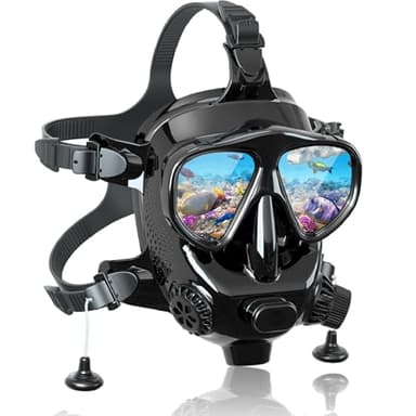 MODJUEGO Masque de Plongée Intégral avec Support pour Caméra, Masque de Plongée Réglable à 180° pour Adultes, Anti-buée, Anti-Fuite, Ensemble de Dessus Sec