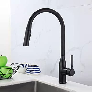Pull Down Kitchen Faucet,Single Handle Single Hole 2 Spouts Pull Out Kitchen Sink Faucet,360° Rotatable Sink Faucet,Kitchen Sink Faucet Hot and Cold Water,Black